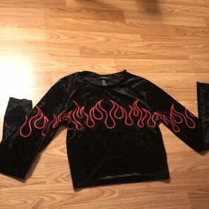 Crop suede long sleeve shirt